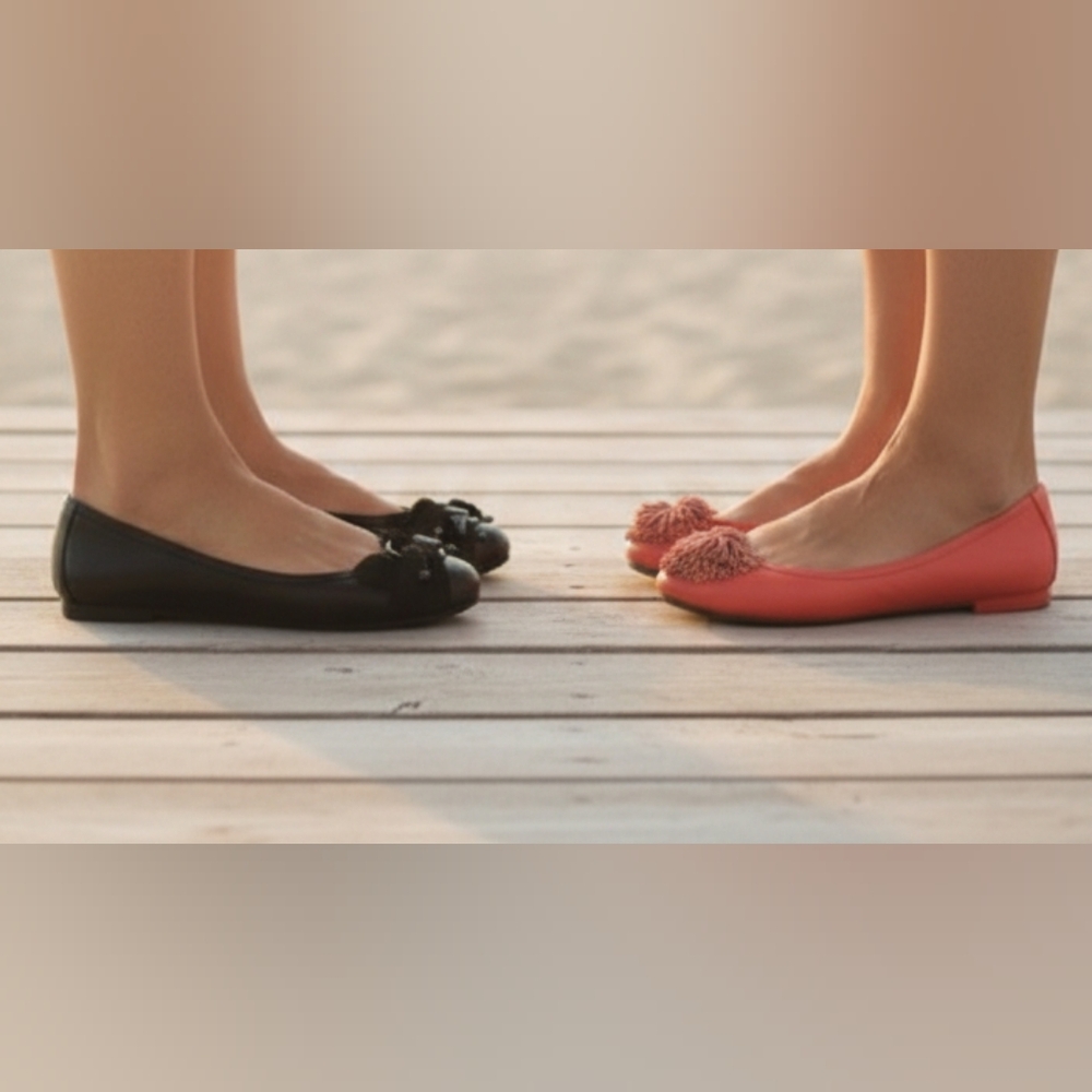 2 PAIR💋Hush Puppies CORAL Size 8.5 and Nine West BLACK Size 9 Both LEATHER